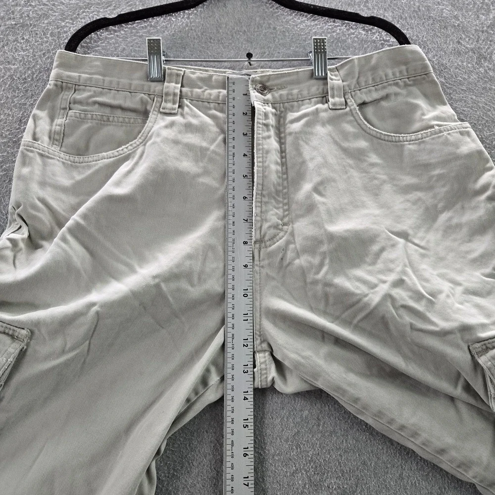 VINTAGE Quiksilver Men Pants 36 Beige Cargo Twill Baggy 90s 32